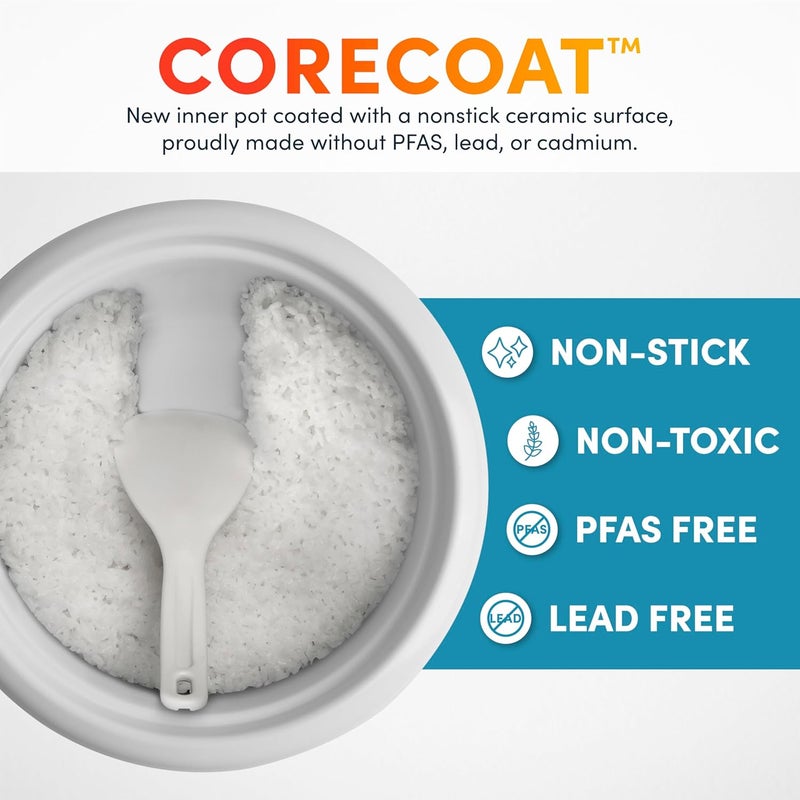 Aroma ® CoreCoat Rice Cooker with Pop-Up Food Steaming Basket (4 Cups Cooked, 2 Cups Uncooked) - Image 5